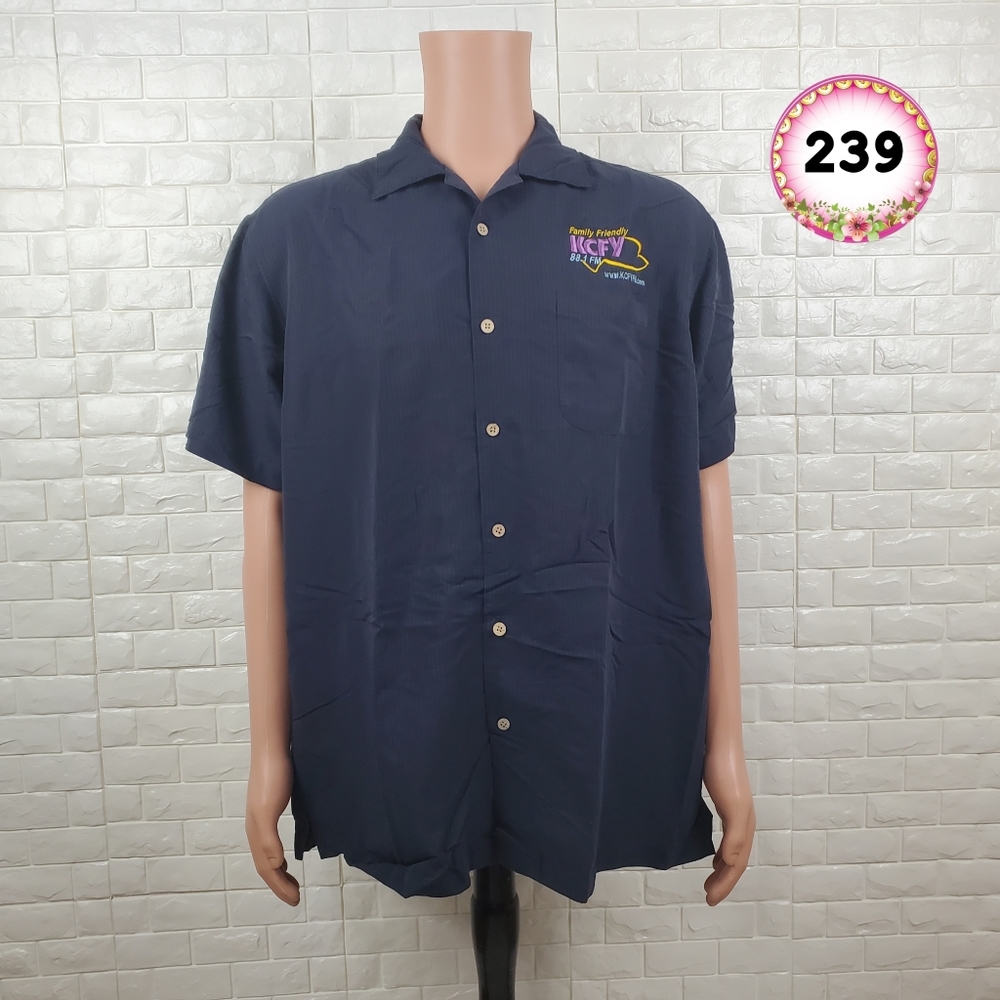 Harriton Men’s Large Dark Blue Button Shirt – Casual Dress Shirt